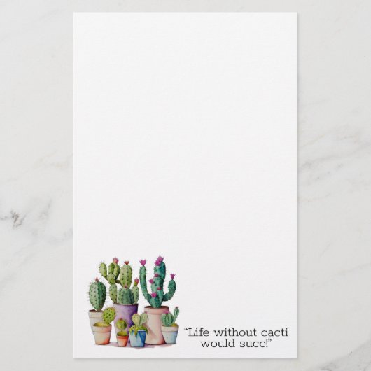 Papeterie Cute aquarelle cactus succulents dans les pots (Devant)