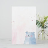 Papeterie Cute Bleu Ours doux pastel arrière - plan (Debout devant)