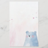 Papeterie Cute Bleu Ours doux pastel arrière - plan (Devant)