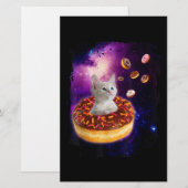 Papeterie Cute Chat À L'Intérieur De Donut Dans L'Espace Ama (Devant / Derrière)