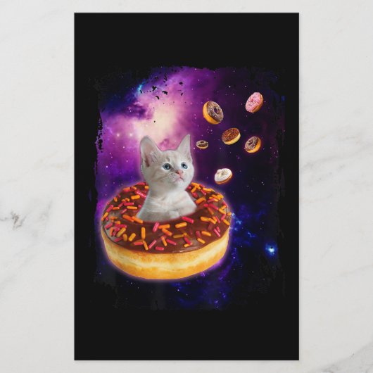 Papeterie Cute Chat À L'Intérieur De Donut Dans L'Espace Ama (Devant)