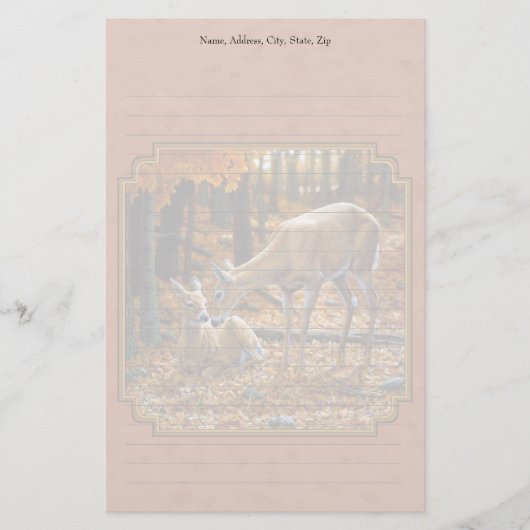Papeterie Cute Deer Doe & Fawn Automne Rouge (Devant)