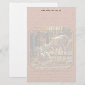 Papeterie Cute Deer Doe & Fawn Automne Rouge (Devant / Derrière)
