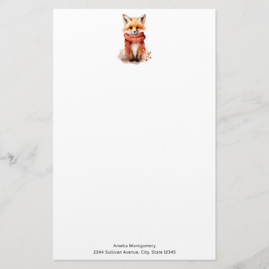 Papeterie Cute Fox Pup in a Red Scarf (Devant)