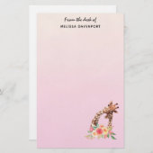 Papeterie Cute Giraffe Aquarelle Maman & Bébé (Devant / Derrière)