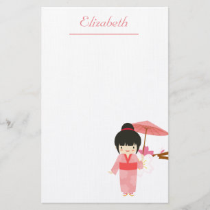 Papeterie Cute japonaise rose cerise Blossom Geisha