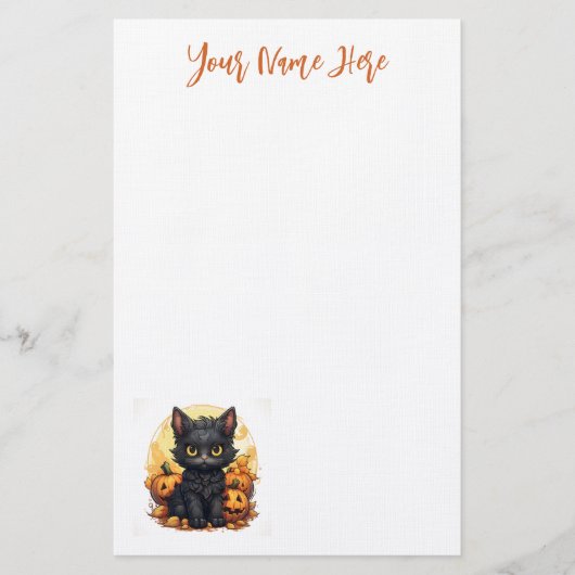 Papeterie Cute Kitten noir avec Jack-O-Lanterns Halloween (Devant)