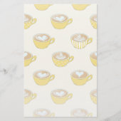 Papeterie Cute Latte Art en Motif de tasses de café jaune (Devant)