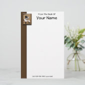 Papeterie Cute noir blanc dormant Chiot photo personnalisée (Debout devant)