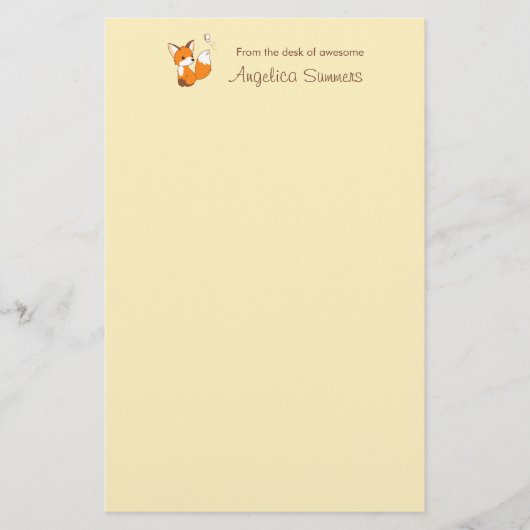 Papeterie Cute Petit Fox sur Jaune (Devant)