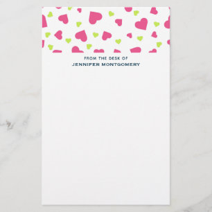 Papeterie Cute rose et vert Tumbling Hearts Motif