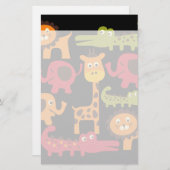 Papeterie Cute Safari Jungle Zoo Animaux Imprimer Cadeaux (Devant / Derrière)