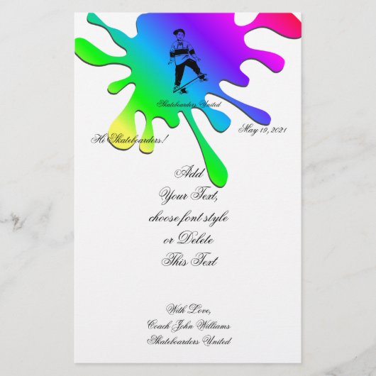 Papeterie Cute Skateboarder Boy Ajouter nom et texte (Devant)