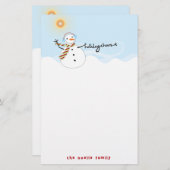 Papeterie Cute Snowman Cheval Papier de Vacances (Devant / Derrière)