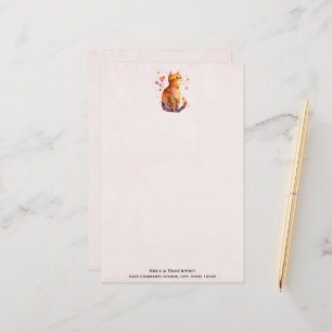 Papeterie Cute Tabby Chat avec Coeurs