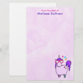 Papeterie Cute Unicorne dans les lunettes en forme de coeur (Devant / Derrière)