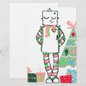 Papeterie Cute Vintage Pastel Robot & Arbre (Devant / Derrière)