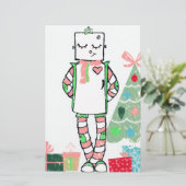 Papeterie Cute Vintage Pastel Robot & Arbre (Debout devant)