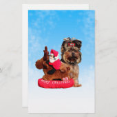 Papeterie Cute Yorkshire Terrier Joyeux Noël (Devant / Derrière)