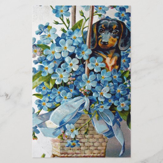 Papeterie Dachshund et Forget-Me-Nots (Devant)