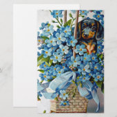 Papeterie Dachshund et Forget-Me-Nots (Devant / Derrière)