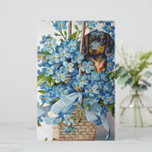 Papeterie Dachshund et Forget-Me-Nots (Debout devant)