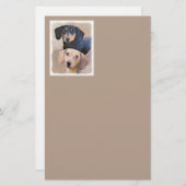 Papeterie Dachshund (Smooth) Peinture - Art Chien original (Devant / Derrière)
