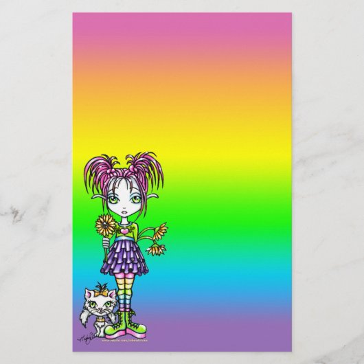 Papeterie "Daisy" Cute Cat Rainbow Fairy Art Papier (Devant)