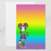 Papeterie "Daisy" Cute Cat Rainbow Fairy Art Papier (Devant / Derrière)