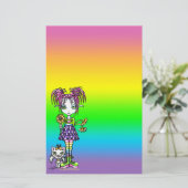 Papeterie "Daisy" Cute Cat Rainbow Fairy Art Papier (Debout devant)