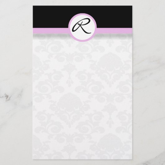 Papeterie Damas Ligne simple Monogramme rose (Devant)