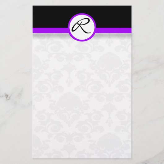Papeterie Damas Ligne simple Monogramme violet (Devant)