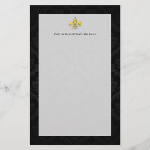 Papeterie Damas noir/or Fleur de Lis