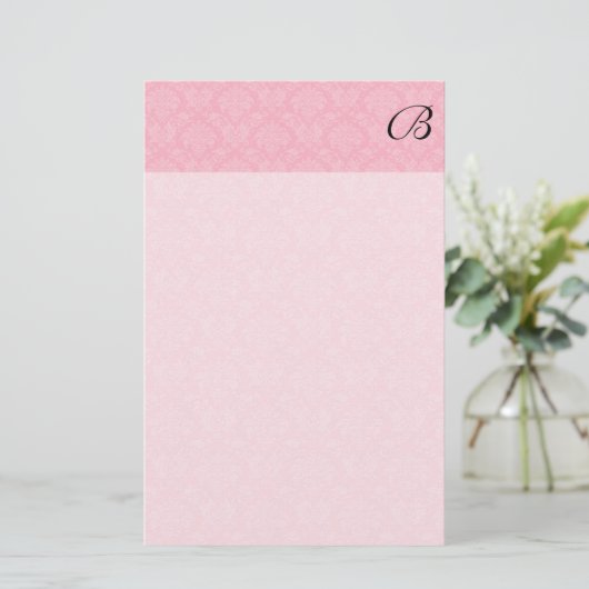 Papeterie Damas rose simple et classique avec Monogramme noi (Debout devant)
