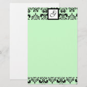 Papeterie DAMASK CARRÉ MONOGRAM, vert (Devant / Derrière)