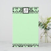 Papeterie DAMASK CARRÉ MONOGRAM, vert (Debout devant)