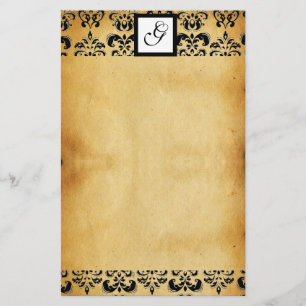 Papeterie DAMASK CARRÉ PARCHMENTMONOGRAM, noir et marron