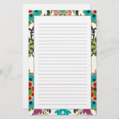 Papeterie Damask Floral Patterns Plum Turquoise (Devant / Derrière)