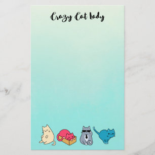 Papeterie Dame du chat fou et 4 chats mignons