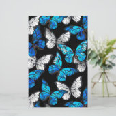 Papeterie Dark Seamless Pattern with Blue Butterflies Morpho (Debout devant)