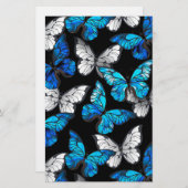 Papeterie Dark Seamless Pattern with Blue Butterflies Morpho (Devant / Derrière)