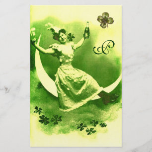 PAPETERIE DAY PATRICK'S DAY LUNE LADY AVEC MONOGRAM SHAMROCK