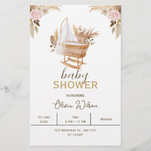 Papeterie de Baby Shower Fleurie Aquarelle Blanche