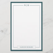 Papeterie de bordure vert fumée à monogramme class (Devant)
