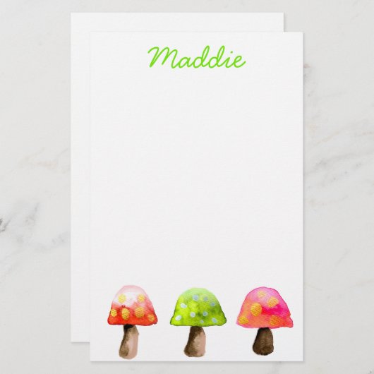 Papeterie de champignons colorés mignons (Devant / Derrière)