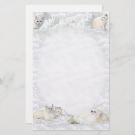 Papeterie 😽 de chat blanc (Devant / Derrière)