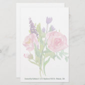 Papeterie de coutume de bouquet floral (Devant / Derrière)