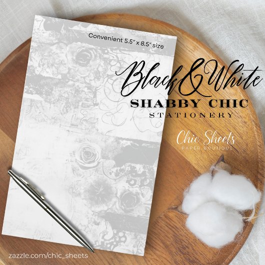 Papeterie de design shabby chic noir et blanc