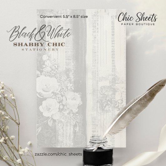 Papeterie de design shabby chic noir et blanc