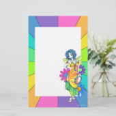 Papeterie de fée d'enfant de fleur d'arc-en-ciel (Debout devant)